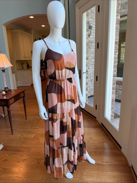 Anne Klein Dresses & Skirts - Anne Klein Colorblock Tiered Maxi Dress in Pink and Brown